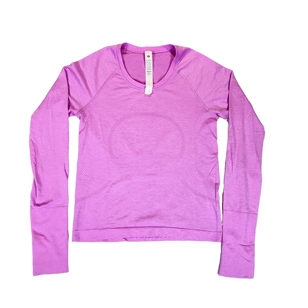 Lululemon Swiftly Tech Long Sleeve Top Pink Waist Length Shirt Size 6 Excellent